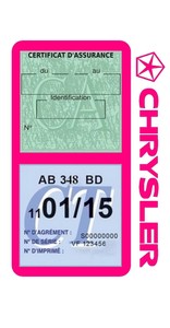 Porte double étui Chrysler vignette assurance et CT Stickers auto rétro Porte double étui Chrysler vignette assurance et CT Stickers auto rétro
