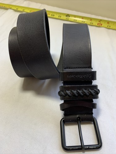 Calvin Klein Black Size M Wide Genuine Leather Belt - Picture 1 of 9