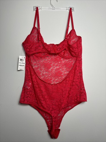 I.N.C. International Concepts Sheer Lace Cup Lingerie Bodysuit Ski Patrol Red 2X - Bild 5 von 8