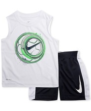 Nike Little Boys 2-Pc. Soccer-Print Muscle Tank  Shorts Set Size 12M White