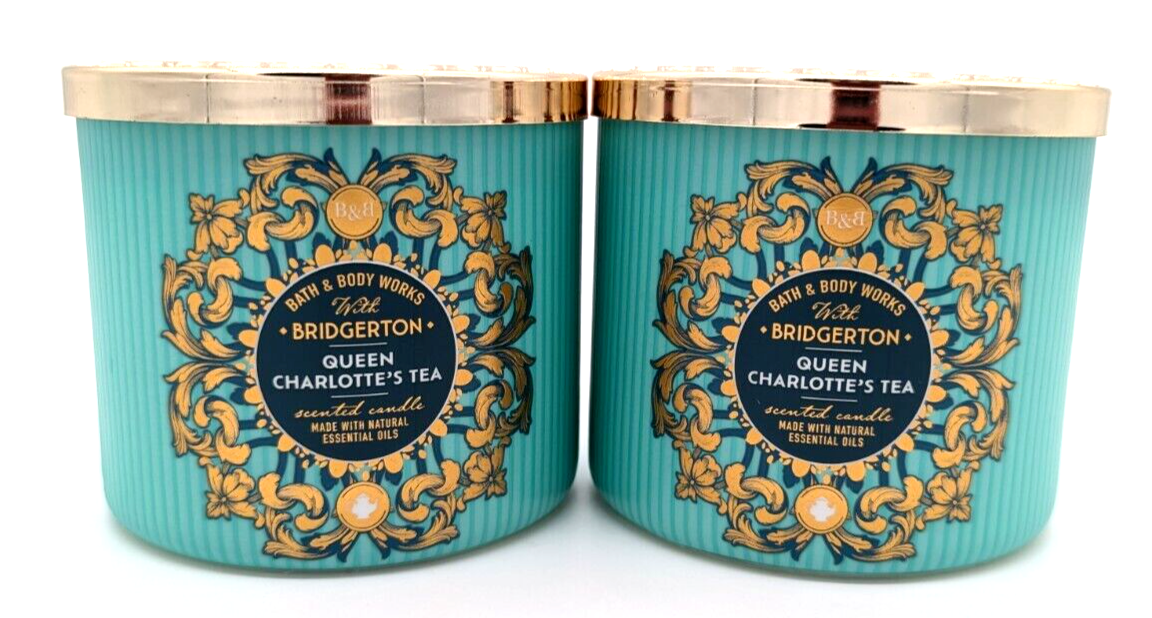 2x Bath Body Works BRIDGERTON QUEEN CHARLOTTE'S TEA Regency 3-wick