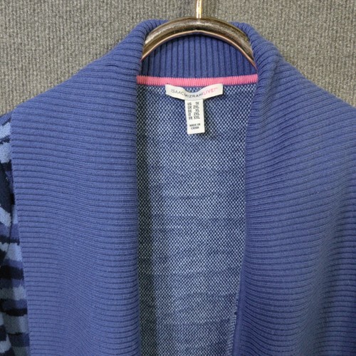 Isaac Mizrahi Live Cardigan Womens 1X Open Sweater 3/4 Sleeve Blue Zebra Stripes - Picture 2 of 12