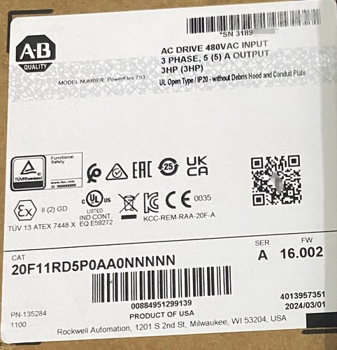 1 PIEZA NUEVO Allen-Bradley 22F11RD5P0AA0NNNN AB 22F11RD5P0AA0NNNN PLC - Imagen 1 de 5
