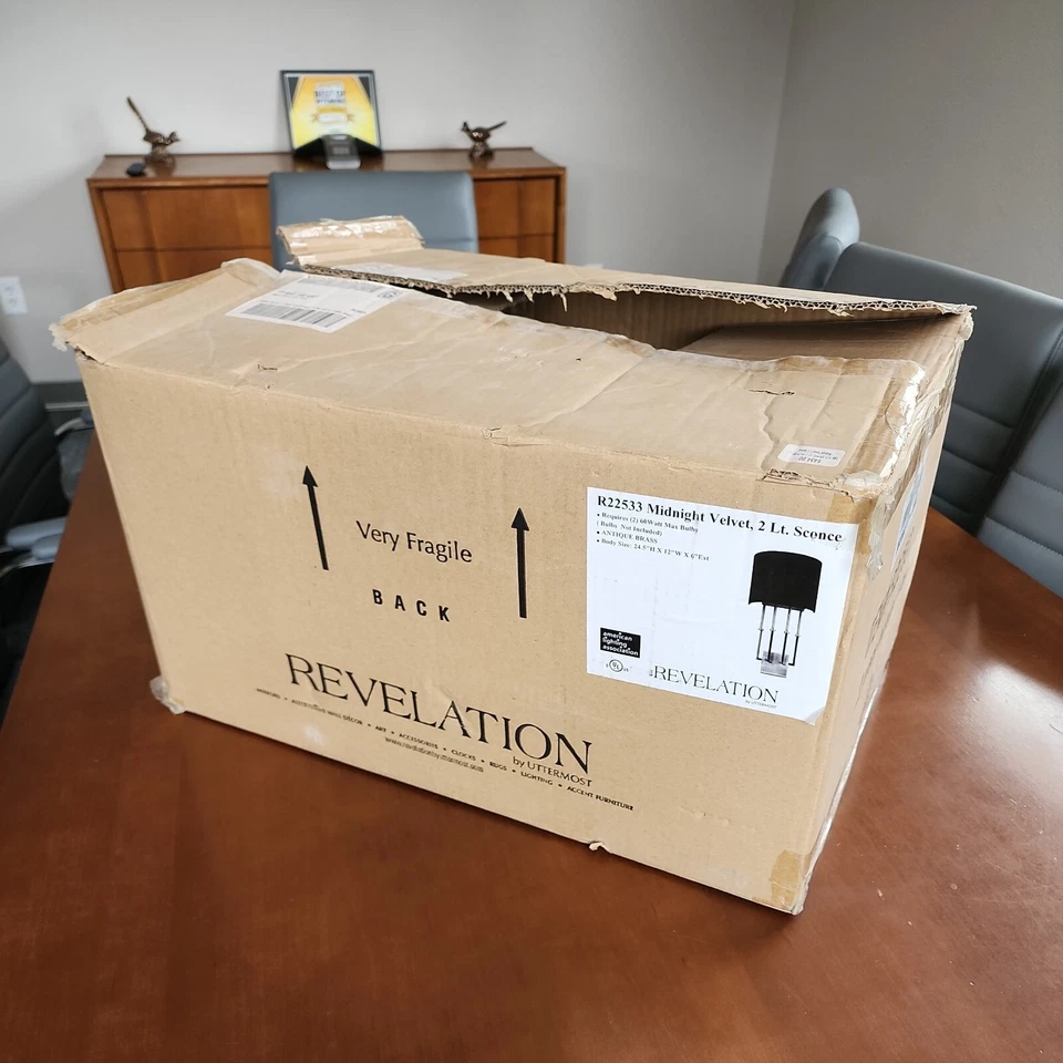 Uttermost Revelation  Midnight Velvet 2 lt. Sconce Antique Brass New Open Box - Image 2 of 4