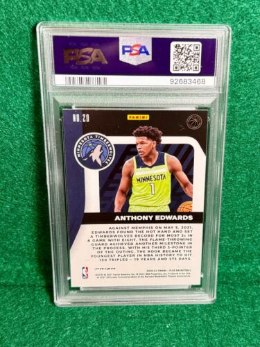2020 Panini Flux ANTHONY EDWARDS RC Rookie Fluid #20 Silver Prizm PSA MINT 9 - Picture 2 of 2