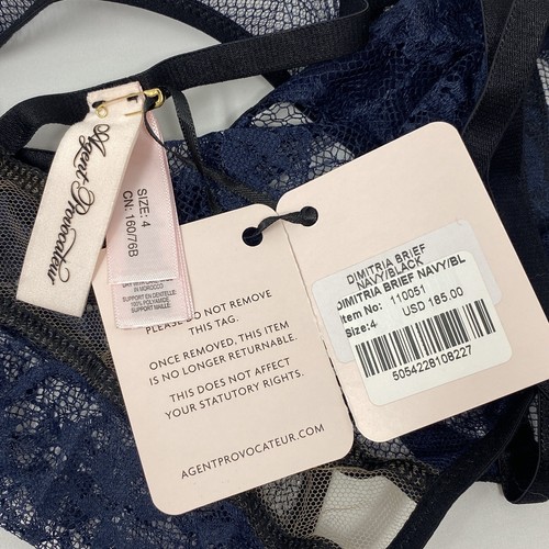 Agent Provocateur Dimitria Navy Black Brief AP4 Large NWT - Picture 8 of 8