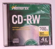 Memorex CD-RW 700MB 80 Min Rewritable Compact Disc DRC1-10 BB
