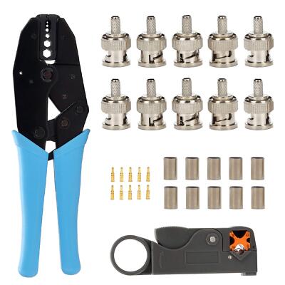 Bnc Rg58 Plug Crimp Connector And Striping Crimp Tool For Rg58 Rg59 Pack Of 10