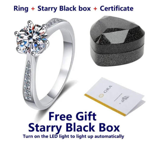 Anillo de mujer Moissanite 0,5 CT/1CT/2CT D/VVS banda de joyería certificado GRA 925 Ste - Imagen 40 de 60