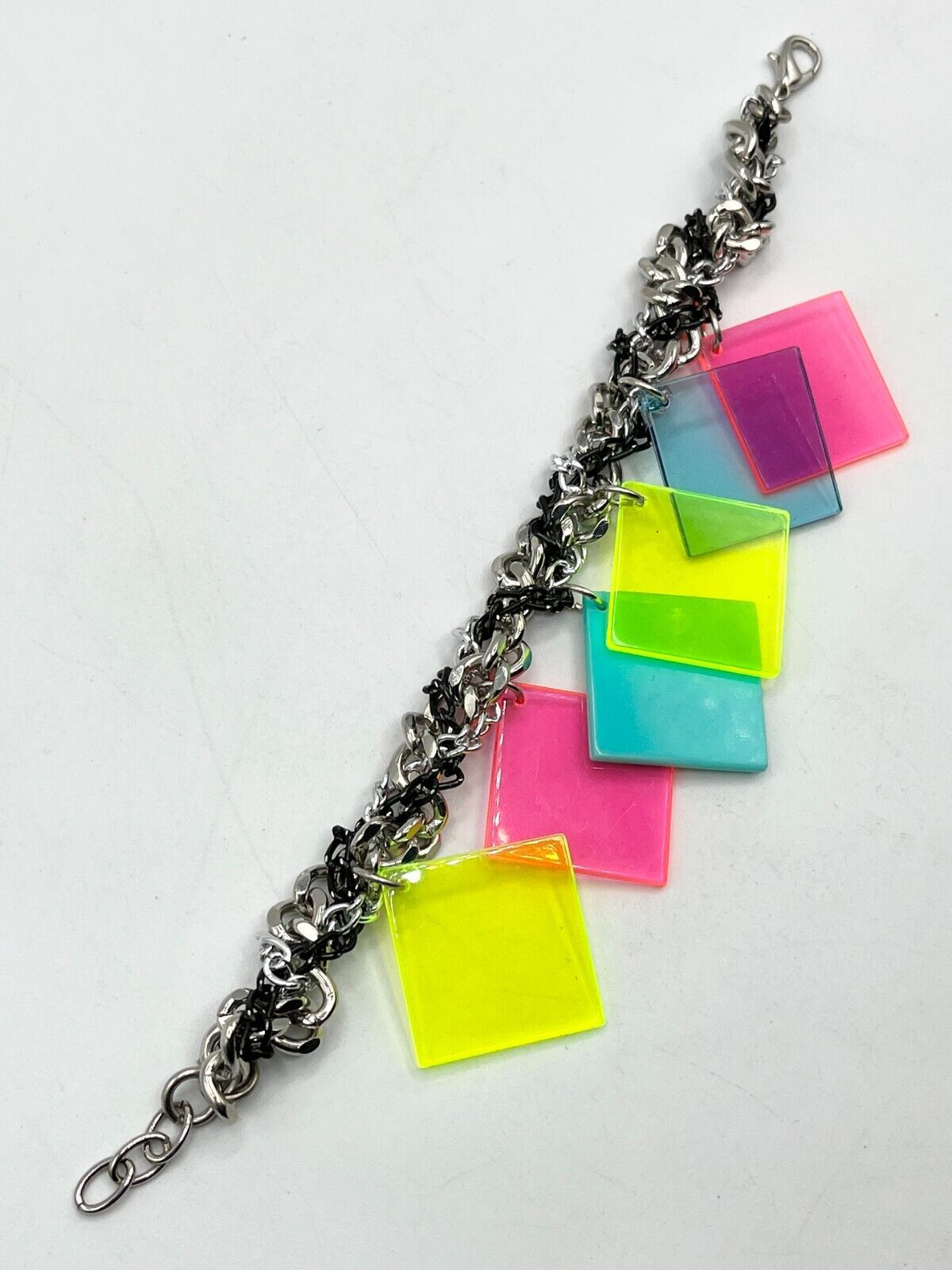 Multi chain plexiglass lucite charm bracelet - image 4