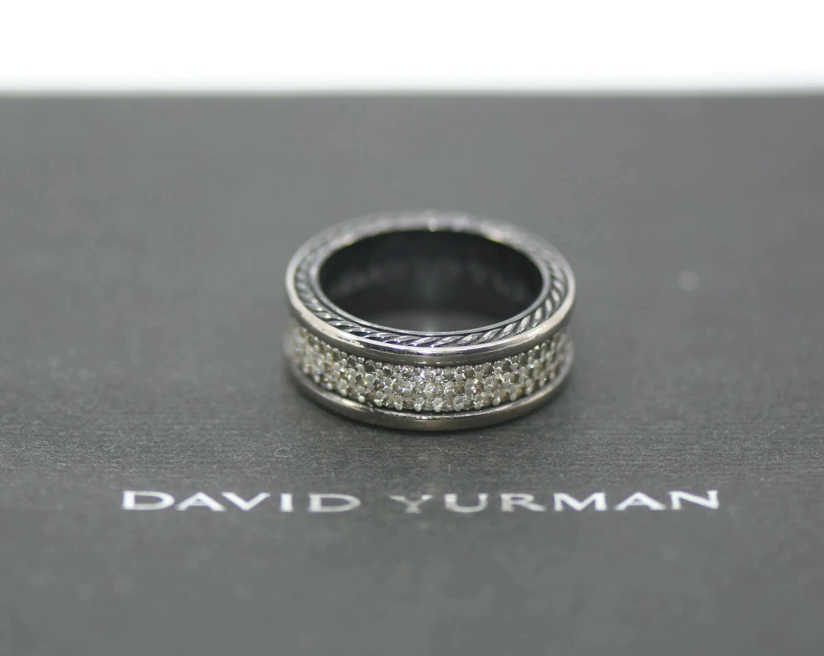 David Yurman Diamond Sterling Silver Titanium Ring Size 10 eBay