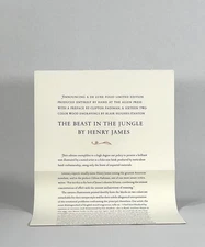 Allen Press, Henry James / Prospectus The Beast in the Jungle 1st Edition 1963
