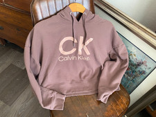 Women's Calvin Klein Mahogany Rose Performance Cropped Hoodie Sweatshirt Size L
