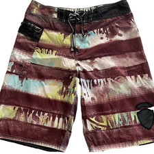 Lost Enterprises Dysfunctional Distressed Board Shorts 33 Y2K Beach Swim Surfer