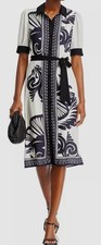 T Tahari Women's Black Puffed Elbow-Sleeve Shirt Dress Size 2