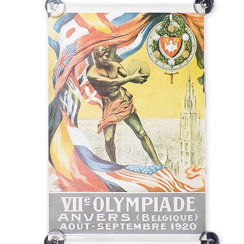 Vintage Olympics Poster Large 1920 Belgium Antwerp Art Deco Neoclassical Used - Picture 9 of 9