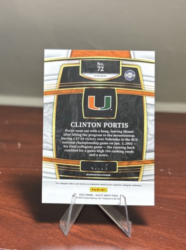 Panini Select 2022 selectas del draft Clinton Portis 43/75 púrpura Prizm #72 Concourse - Imagen 2 de 2