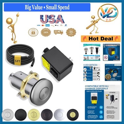 All Metal Brushed Nickel Garbage Disposal Air Switch Kit  Listed Support 2.5HP