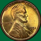 1951 Lincoln Wheat Cent Brilliant Uncirculated BU Coin #37691