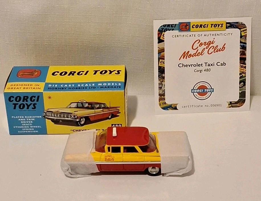 Corgi Model Club 480 雪佛兰出租车压铸模型汽车再版全新带真品证明 — 第 3/4 张图片