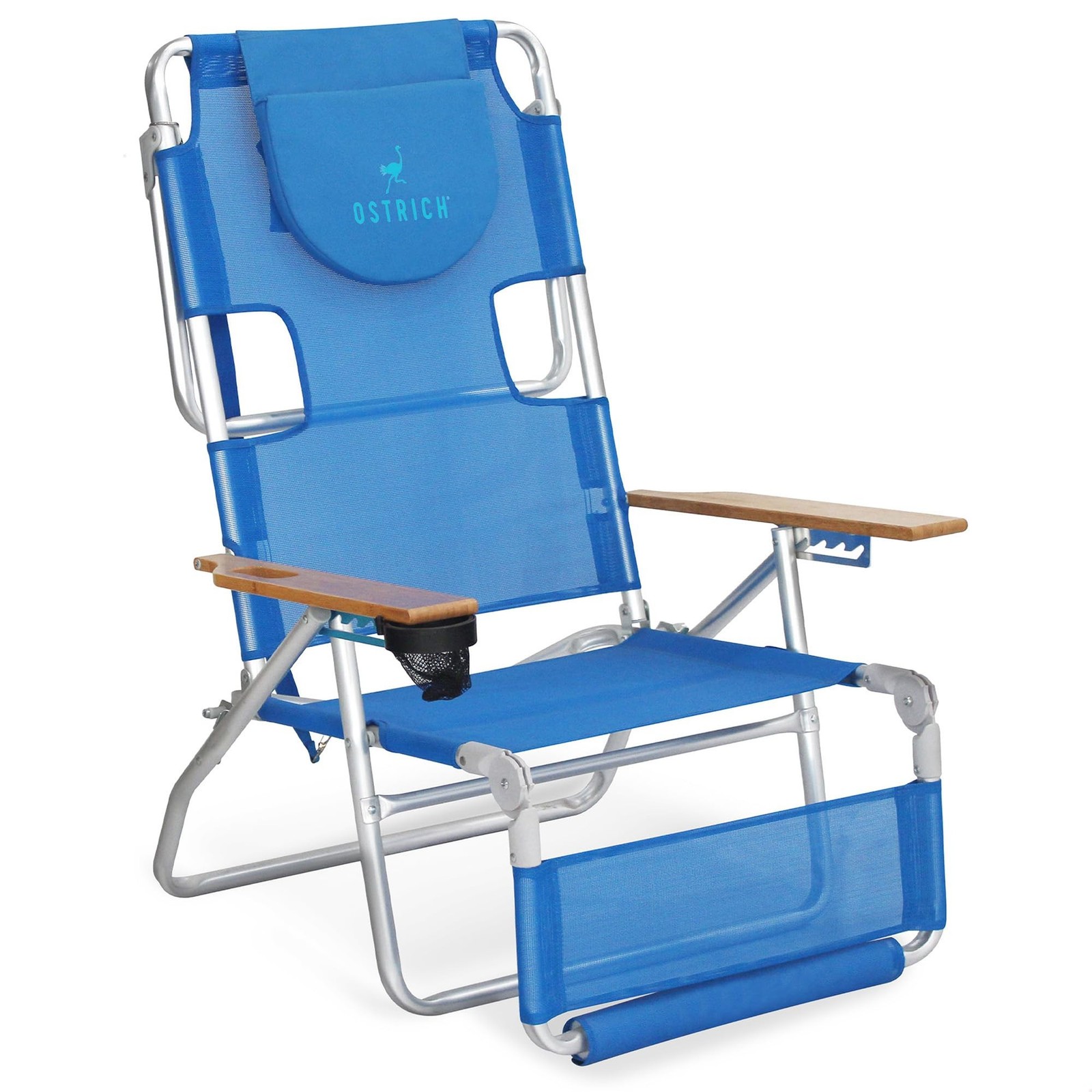 Ostrich 3N1 Lightweight Lawn Beach Reclining Lounge Chair with Footrest, Outd...