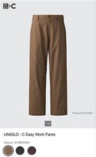 Uniqlo C Brown Tan Easy Work Pants Men's XL 31” Straight Leg Workwear NWOT