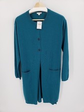 New J Jill Long Sweater Cardigan Duster S Small Three Buttons Pockets Ocean