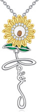 Sunflower Mustard Seed Faith Necklace 925 Sterling Silver Pendant Gift for Women