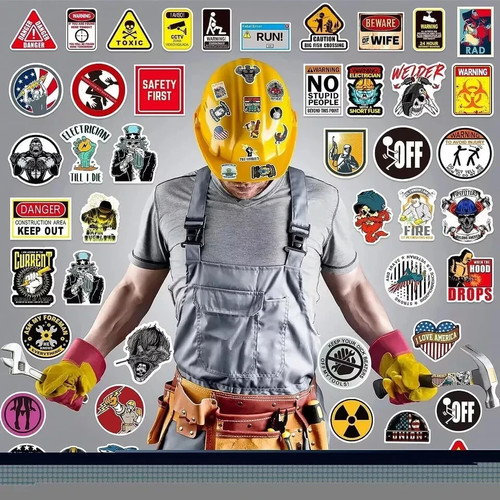 400 Stück Schutzhelm Aufkleber lustig Werkzeugkiste Sticker Helm Schweißen Bau - Bild 5 von 7