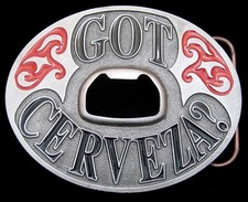 RG24119 NOS 2004 GOT CERVEZA BOTTLE OPENER BERGAMOT BELT BUCKLE