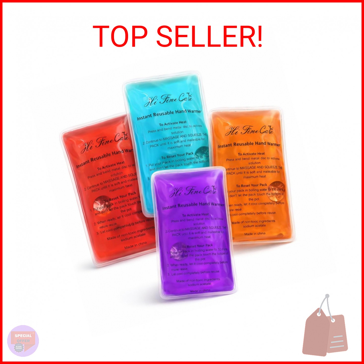 Reusable Snap Heat Pack, Hand Warmers Click, Boil Click Heat Pocket Hand Warmer,