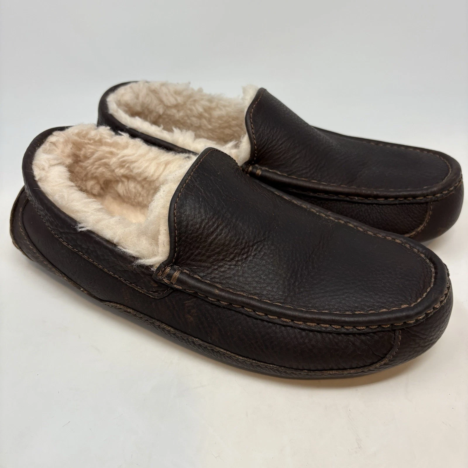 Mocassini pantofole in pelle UGG Ascot taglia 8 41 marrone scuro 5379 mocassini pelle di pecora