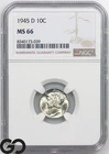 1945-D Mercury Dime NGC MS 66 ** Blast White Blazer!