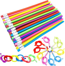 48 PCS Flexible Soft Pencils, Colorful Bendy Magic Bendable With Eraser for Kids