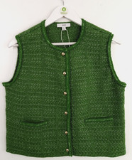 M&S Women's Cotton Mix Sleeveless Cardigan Size Medium Regular Fit In Green New