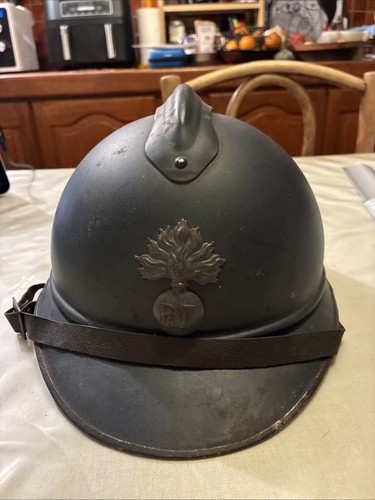 HELM ADRIAN 1915 INFANTERIE KOPFSCHMUCK TYP 2 & KINNRIEMEN REINER SAFT DACHBODEN WW1