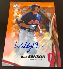 2017 Platinum #TPA-WB Will Benson Autograph Orange Cracked Ice RC 17/25 Indians