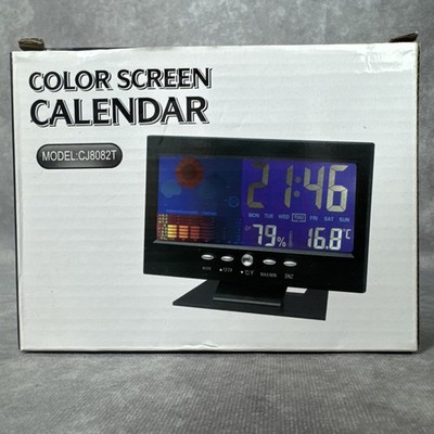 Color Screen Digital Calendar 8082T Temperature Humidity Alarm Clock NEW IN BOX