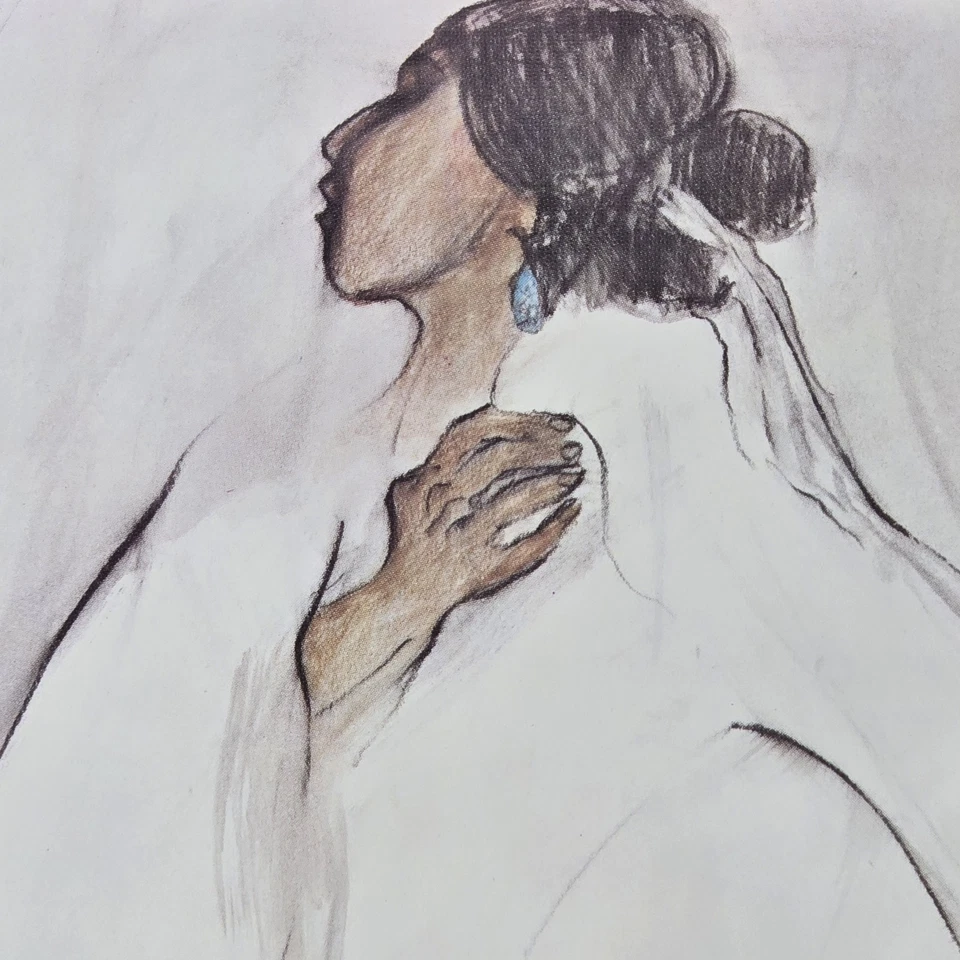 Vintage R.C. Gorman 1975 Framed Native American Woman Lithograph Print Signed - Image 4 of 4