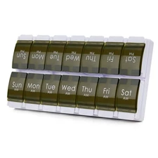 Pill Box 2 Week 7 Day Organizer Twice Daily Weekly Container Medication Vitamins