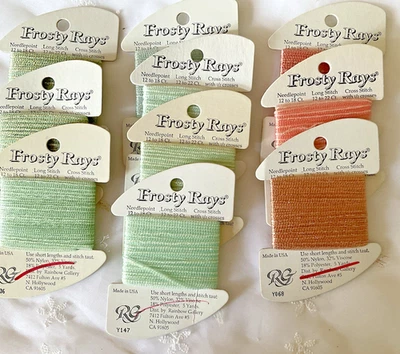 Rainbow Gallery Frosty Rays Thread Lot of 10 Spring Colors Peach and Greens New - Image 1 of 4