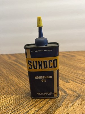 Antique 1937 SUNOCO 4oz Household Oil Handy Oiler Can