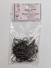 (50) MUSTAD & SON FISHING HOOKS (SIZE 4) BRONZED