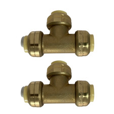 2 Pack XFITTING 1/2" Push Fit Tee Fittings, 1/2" Push to Connect Tee, Lead Free