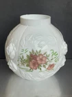 Vintage Gone With The Wind Milk Glass Lamp Globe Parts Wild Rose Pattern GWTW