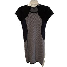 Ann Taylor Navy Black White Color Block Fitted Sleeveless Dress Womens Sz Small