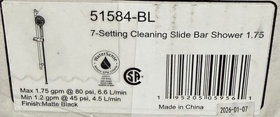 Delta 51584-BL 7-Setting Slide Bar Hand Shower with Cleaning Spray -Matte Black