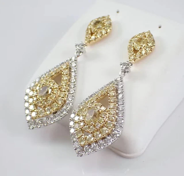 Lab-Created Citrine 3.00Ct Oval Cut Women Drop Dangle Earrings White Gold Plated - Image 3 of 4