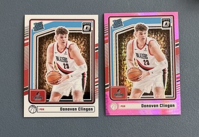 2 Cards 2024 Donruss Optic   Donovan Clingan Rated Rookie Pink Hyper & Base