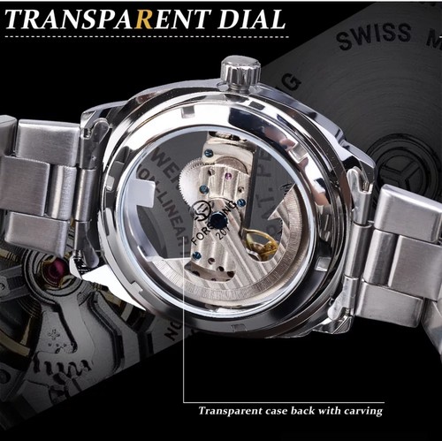 Forsining Mens Skeleton Mechanical Waterproof Luxury Watch Hollow Gift - Picture 5 of 11